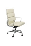 Fotel biurowy CH2191T biała skóra chrom - D2 DESIGN