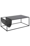 Stolik kawowy Actona Seaford z gazetnikiem metalowy czarny 110x60 cm