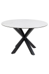 Stół okrągły Heaven Akranes Actona ceramiczny biały marmur z czarnymi nogami 120 cm nierozkładany