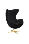 Fotel Jajo Velvet czarne/ złota podstawa - D2 DESIGN