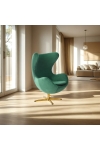 Fotel Jajo Velvet zielone/ złota podstawa - D2 DESIGN