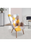 Fotel uszak Helsinki żółty patchwork - Intesi