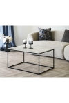 Stolik kawowy Vita imitacja trawertynu, czarna rama, 90x60x45 cm - House Nordic ApS