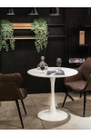 Stół okrągły Simplet Skinny White MDF metal biały 80 cm na 1 nodze