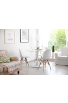Stół okrągły Simplet Skinny White MDF metal biały 80 cm na 1 nodze
