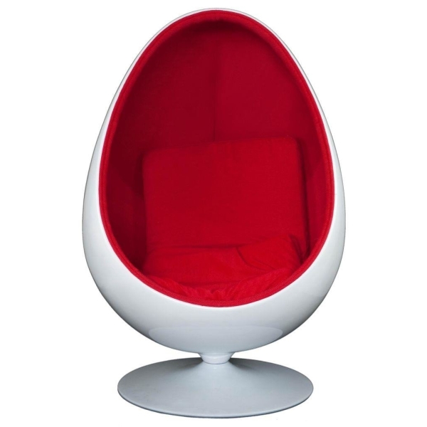 Fotel obrotowy Ovalia Chair D2.DESIGN wełniany biało-czerwony nowoczesny - D2 DESIGN