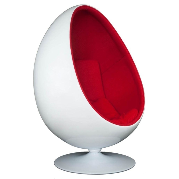 Fotel obrotowy Ovalia Chair D2.DESIGN wełniany biało-czerwony nowoczesny - D2 DESIGN