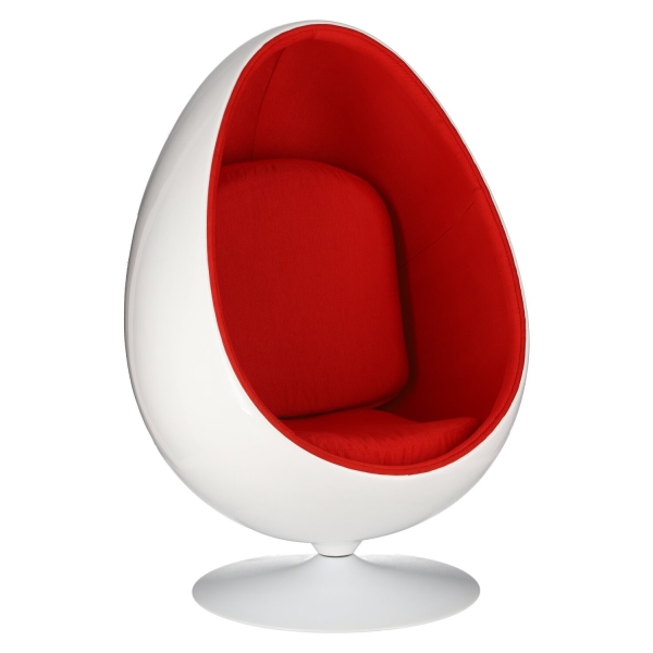 Fotel obrotowy Ovalia Chair D2.DESIGN wełniany biało-czerwony nowoczesny - D2 DESIGN