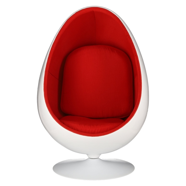 Fotel obrotowy Ovalia Chair D2.DESIGN wełniany biało-czerwony nowoczesny - D2 DESIGN