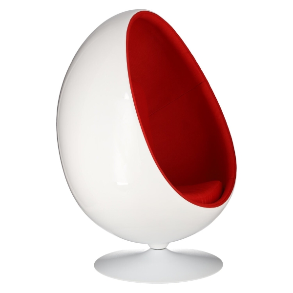 Fotel obrotowy Ovalia Chair D2.DESIGN wełniany biało-czerwony nowoczesny - D2 DESIGN