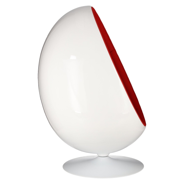 Fotel obrotowy Ovalia Chair D2.DESIGN wełniany biało-czerwony nowoczesny - D2 DESIGN