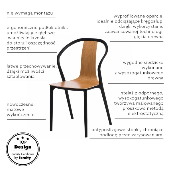 Krzesło Bella czarne/naturalne - D2 DESIGN