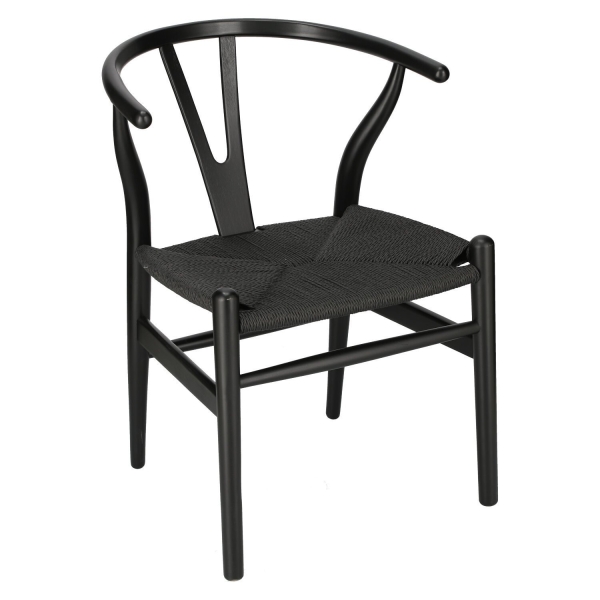 Krzesło Wicker Czarne czarny inspirowany Wishbone - D2 DESIGN