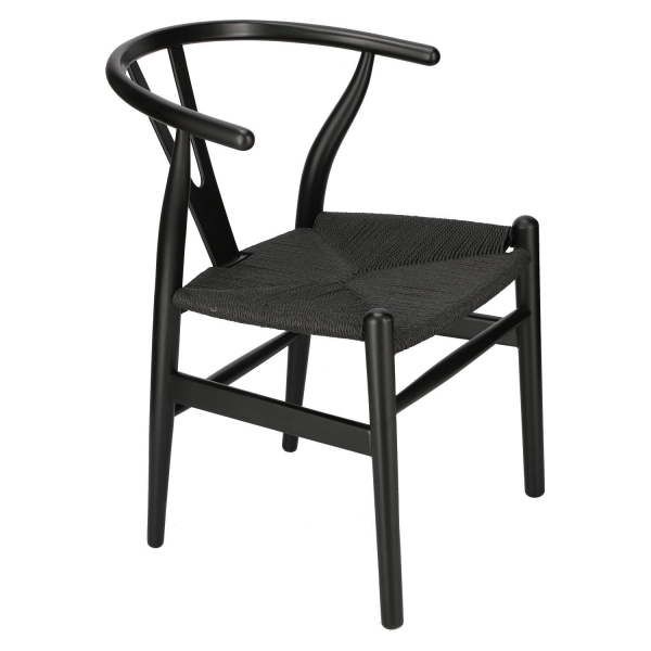 Krzesło Wicker Czarne czarny inspirowany Wishbone - D2 DESIGN