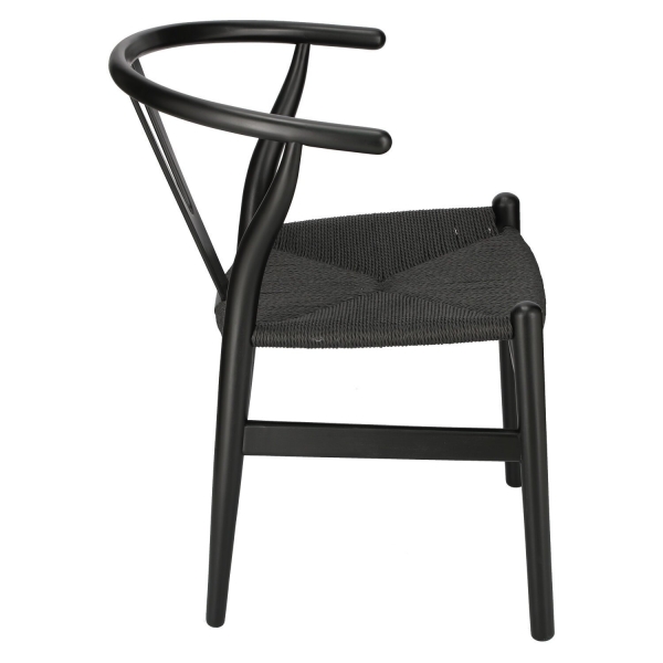 Krzesło Wicker Czarne czarny inspirowany Wishbone - D2 DESIGN