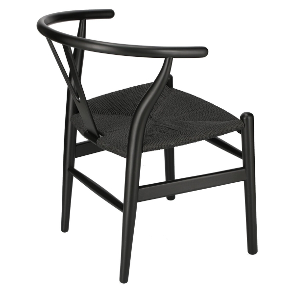 Krzesło Wicker Czarne czarny inspirowany Wishbone - D2 DESIGN