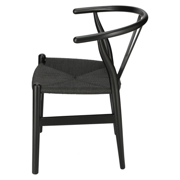 Krzesło Wicker Czarne czarny inspirowany Wishbone - D2 DESIGN
