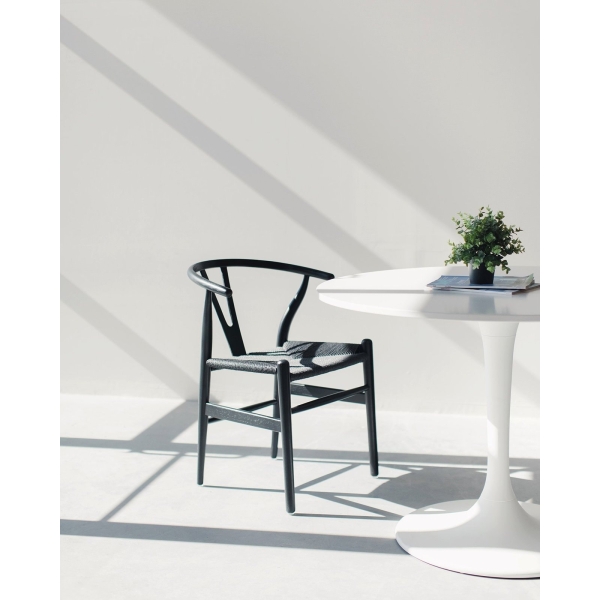 Krzesło Wicker Czarne czarny inspirowany Wishbone - D2 DESIGN