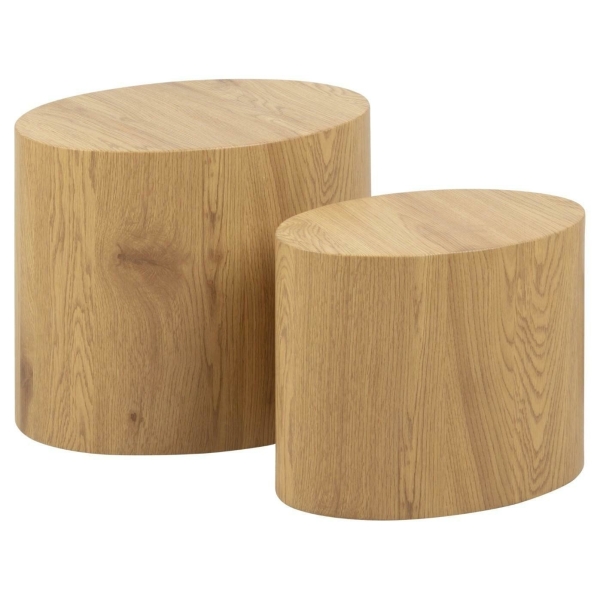 Zestaw stolików kawowych Mice Actona z tworzywa naturalny owalny boho 2 szt.