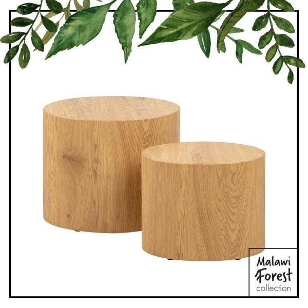 Zestaw stolików kawowych Mice Actona z tworzywa naturalny owalny boho 2 szt.