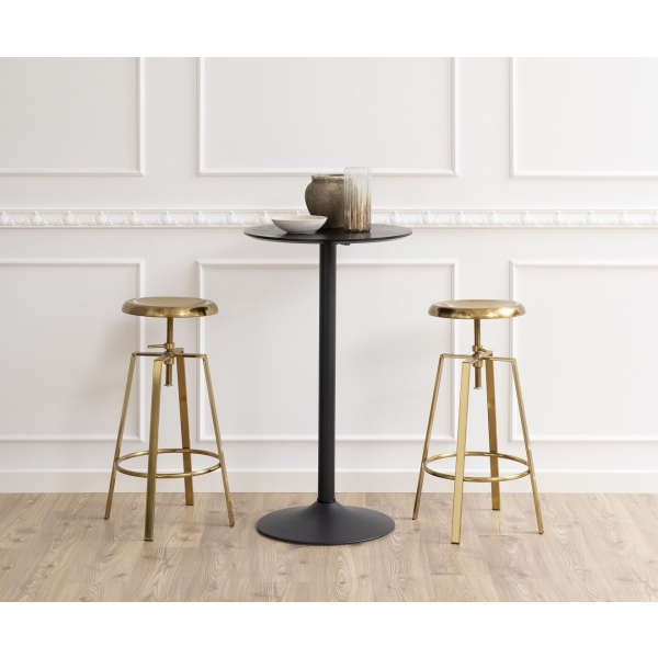 Stół barowy Ibiza Actona MDF metal czarny okrągły 60 cm matowy