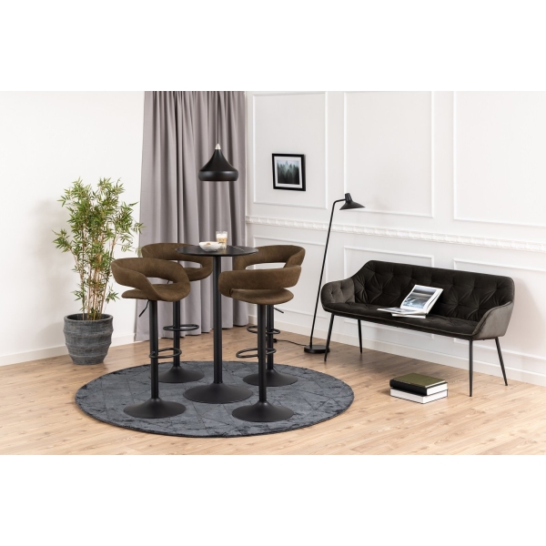 Stół barowy Ibiza Actona MDF metal czarny okrągły 60 cm matowy