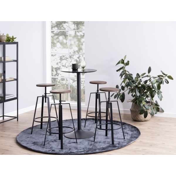 Stół barowy Ibiza Actona MDF metal czarny okrągły 60 cm matowy