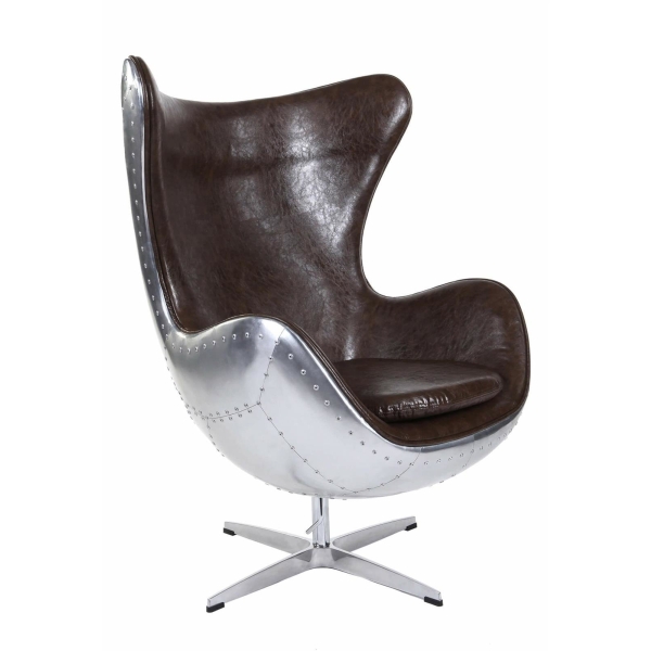 Fotel Jajo aluminium brąz PU - D2 DESIGN