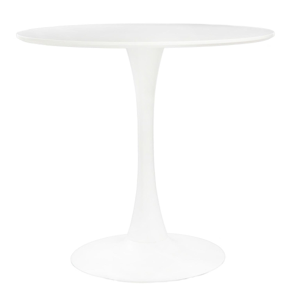 Stół okrągły Simplet Skinny White MDF metal biały 90 cm na 1 nodze