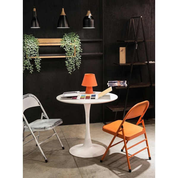 Stół okrągły Simplet Skinny White MDF metal biały 90 cm na 1 nodze