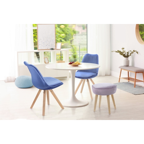 Stół okrągły Simplet Skinny White MDF metal biały 90 cm na 1 nodze