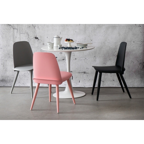 Stół okrągły Simplet Skinny White MDF metal biały 90 cm na 1 nodze
