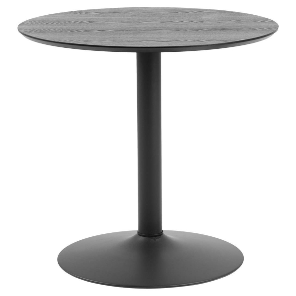 Stół okrągły Ibiza Actona MDF fornir jesionowy metal czarny 80 cm nierozkładany