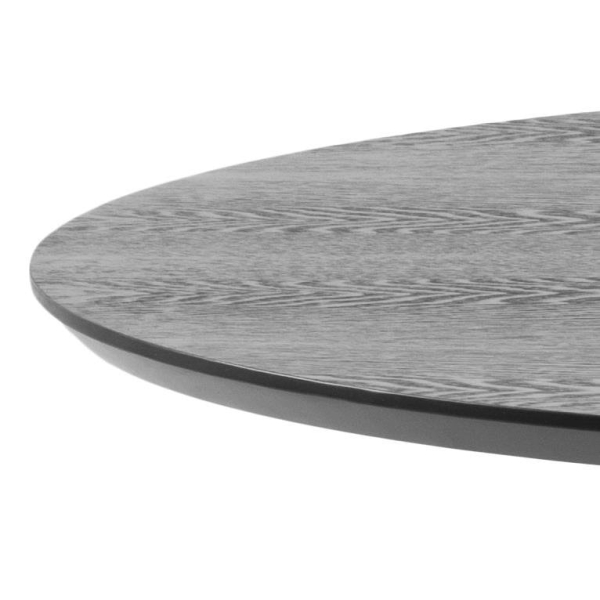 Stół okrągły Ibiza Actona MDF fornir jesionowy metal czarny 80 cm nierozkładany