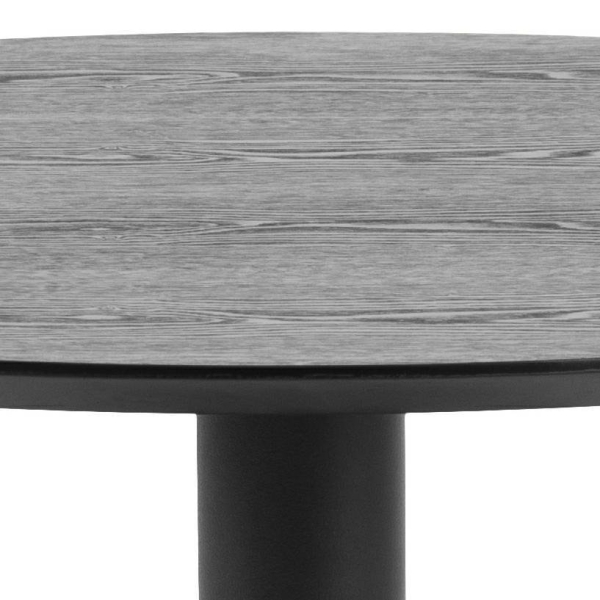Stół okrągły Ibiza Actona MDF fornir jesionowy metal czarny 80 cm nierozkładany
