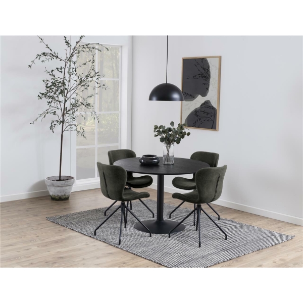 Stół okrągły Ibiza Actona MDF metal czarny 110 cm nierozkładany