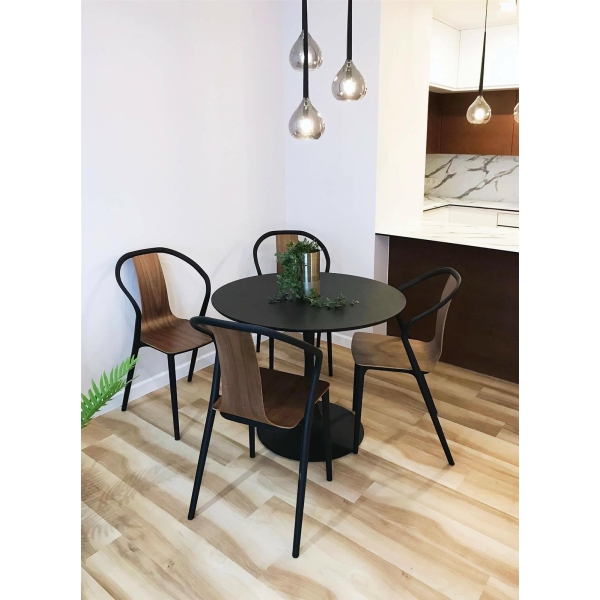 Stół okrągły Ibiza Actona MDF metal czarny 110 cm nierozkładany