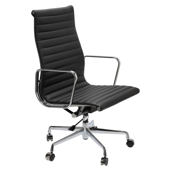 Fotel biurowy CH1191T czarna skóra/chrom - D2 DESIGN