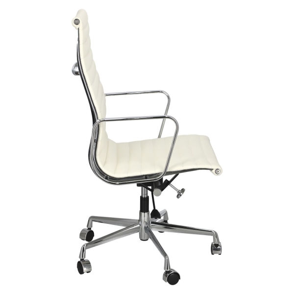 Fotel biurowy CH1191T biała skóra/chrom - D2 DESIGN