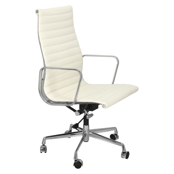 Fotel biurowy CH1191T biała skóra/chrom - D2 DESIGN