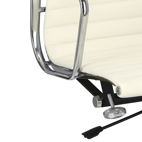 Fotel biurowy CH1191T biała skóra/chrom - D2 DESIGN