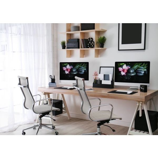 Fotel biurowy CH1191T biała skóra/chrom - D2 DESIGN