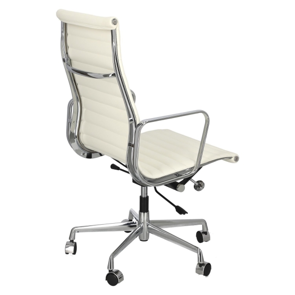 Fotel biurowy CH1191T biała skóra/chrom - D2 DESIGN