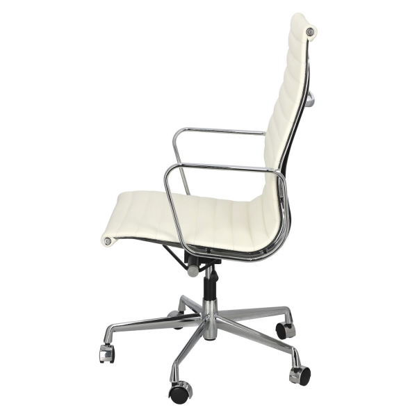 Fotel biurowy CH1191T biała skóra/chrom - D2 DESIGN