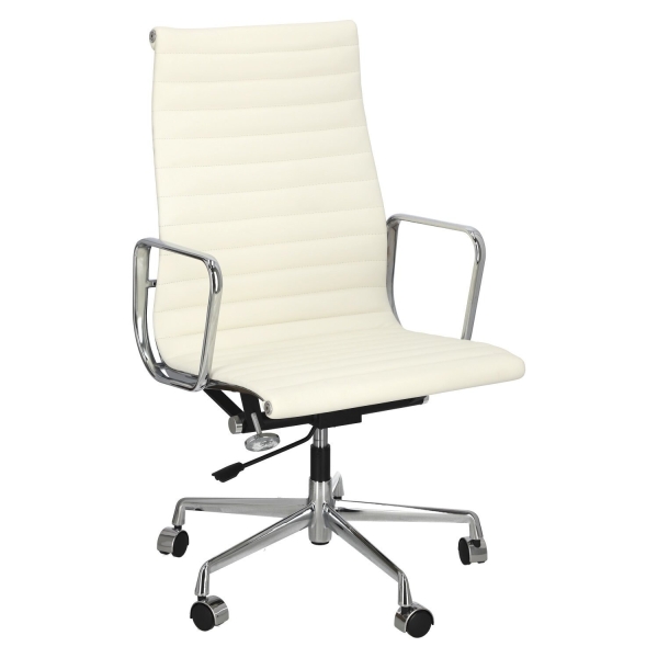 Fotel biurowy CH1191T biała skóra/chrom - D2 DESIGN