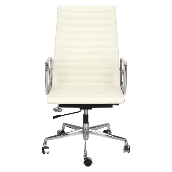 Fotel biurowy CH1191T biała skóra/chrom - D2 DESIGN