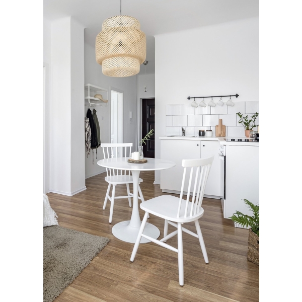 Stół okrągły Simplet Skinny White MDF metal biały 60 cm na 1 nodze