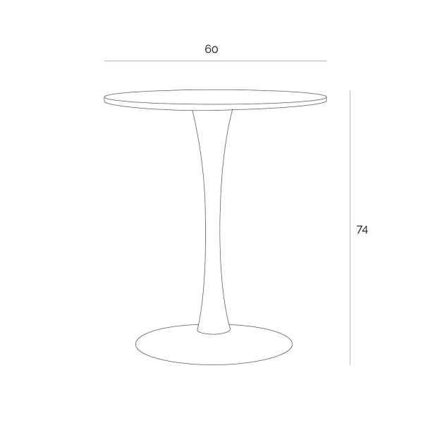 Stół okrągły Simplet Skinny White MDF metal biały 60 cm na 1 nodze