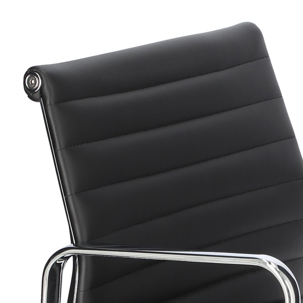 Fotel konf. CH1081T,czarna skóra ,chrom - D2 DESIGN