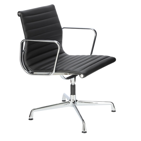 Fotel konf. CH1081T,czarna skóra ,chrom - D2 DESIGN